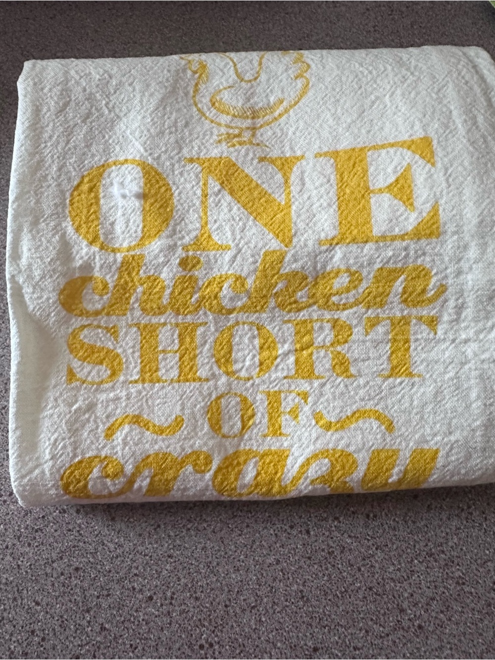 BellanBlue White Kitchen Towel with Yellow Farmhouse Text
